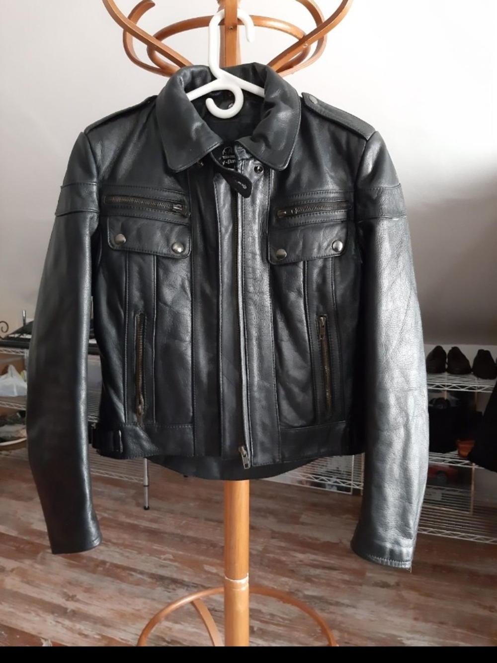 Men's Black Leather Biker Jacket